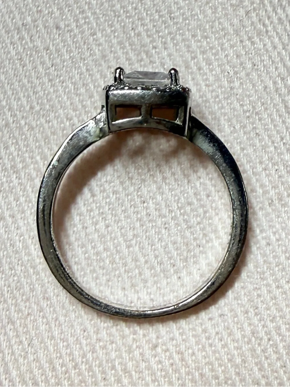 Princess Cut Halo Ring with Accent Stones